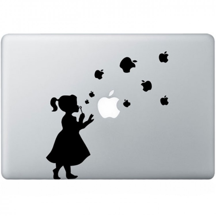 Girl With Bubbles MacBook Decal Black Decals