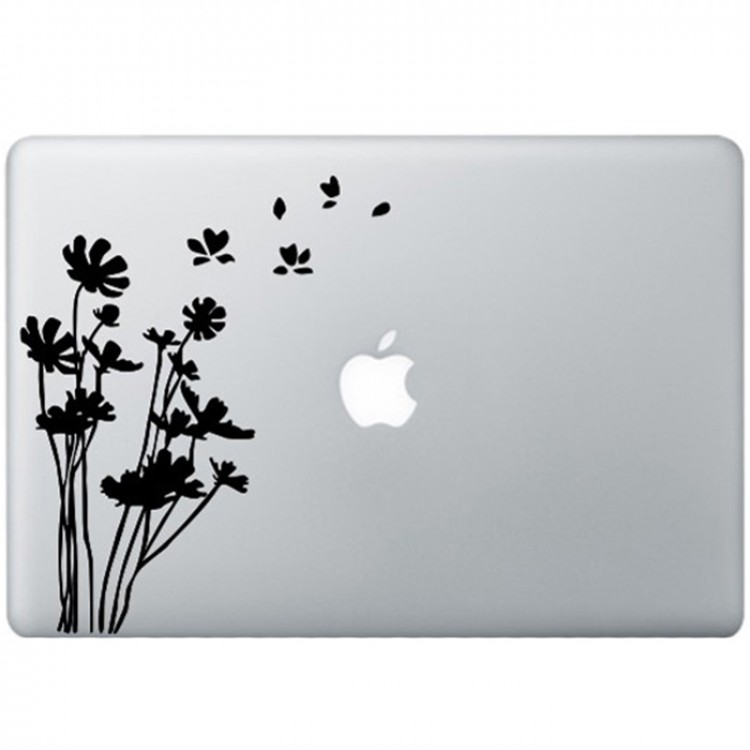 Flowers MacBook Decal Black Decals