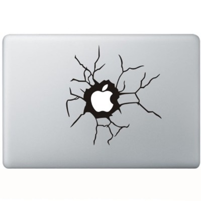 Cracked Apple MacBook Decal Black Decals