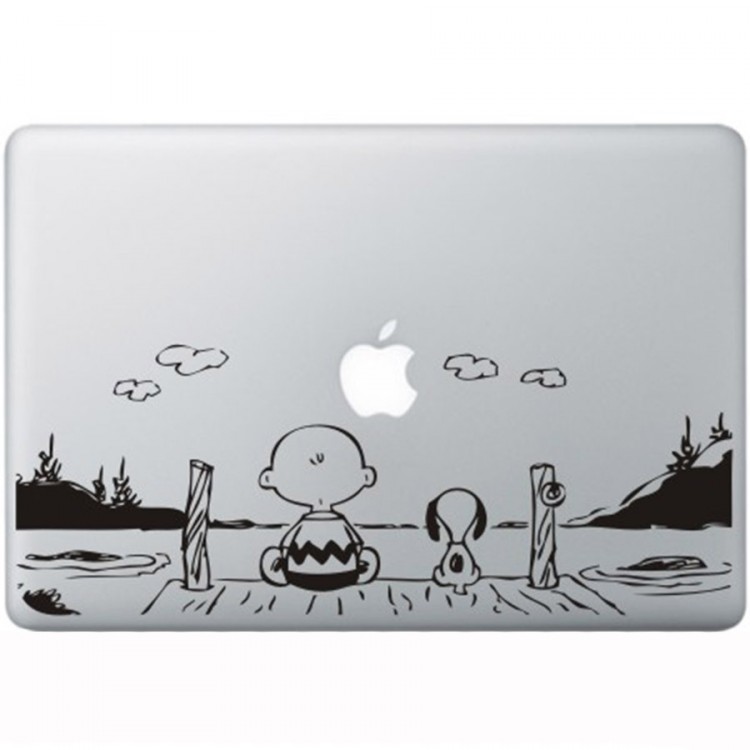 Snoopy en Charlie Brown MacBook Decal Black Decals